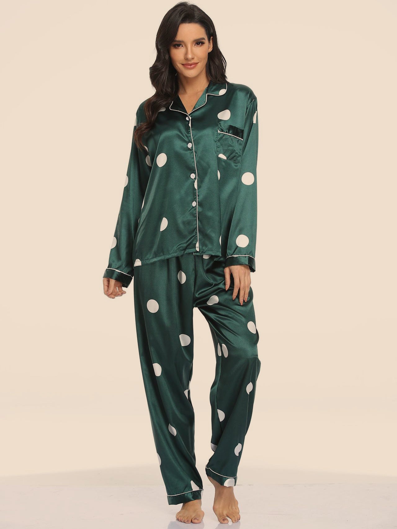 Two-piece Stretch Satin Pajamas