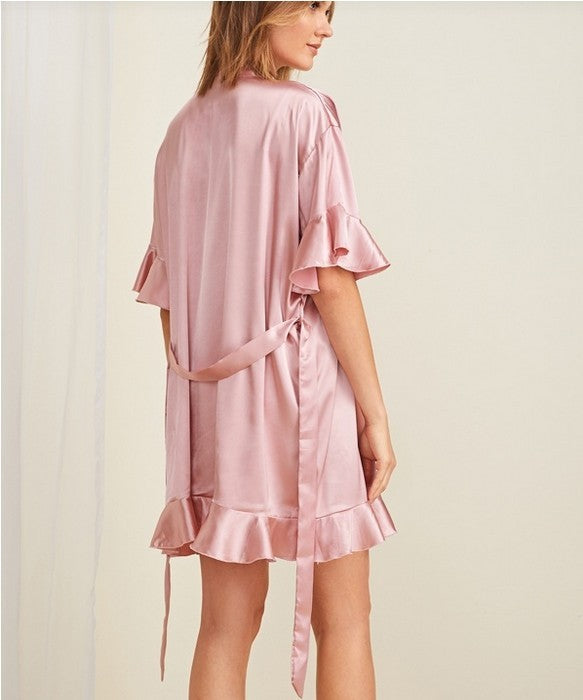 Ruffled Silk Sleepwear Gown