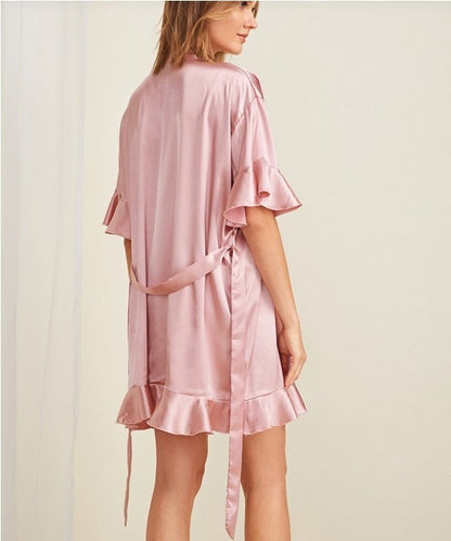 Ruffled Silk Sleepwear Gown