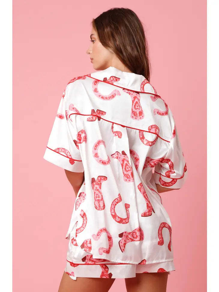 Satin Printed Two-piece Pajamas