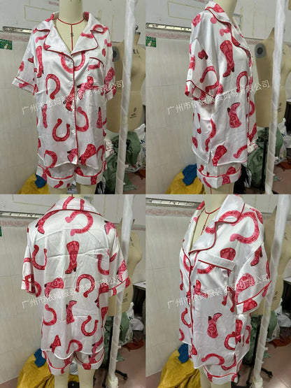 Satin Printed Two-piece Pajamas