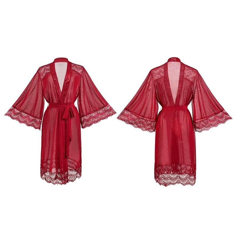 Lace Stitching Sleepwear Gown