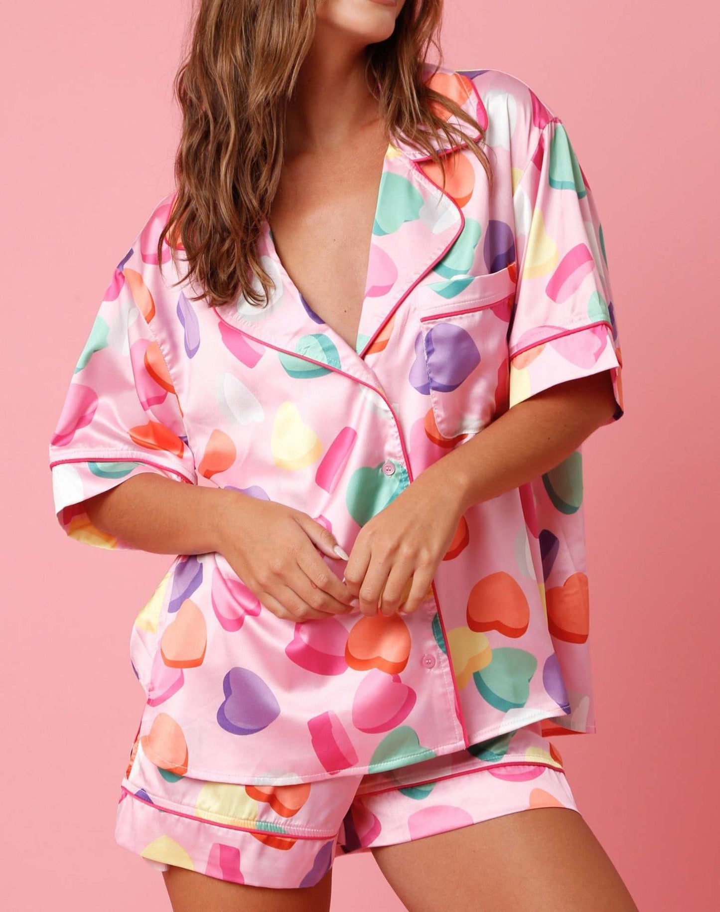 Satin Printed Two-piece Pajamas